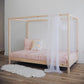 Natural Wood Canopy Bed with Slats and Legs (H-109-N)